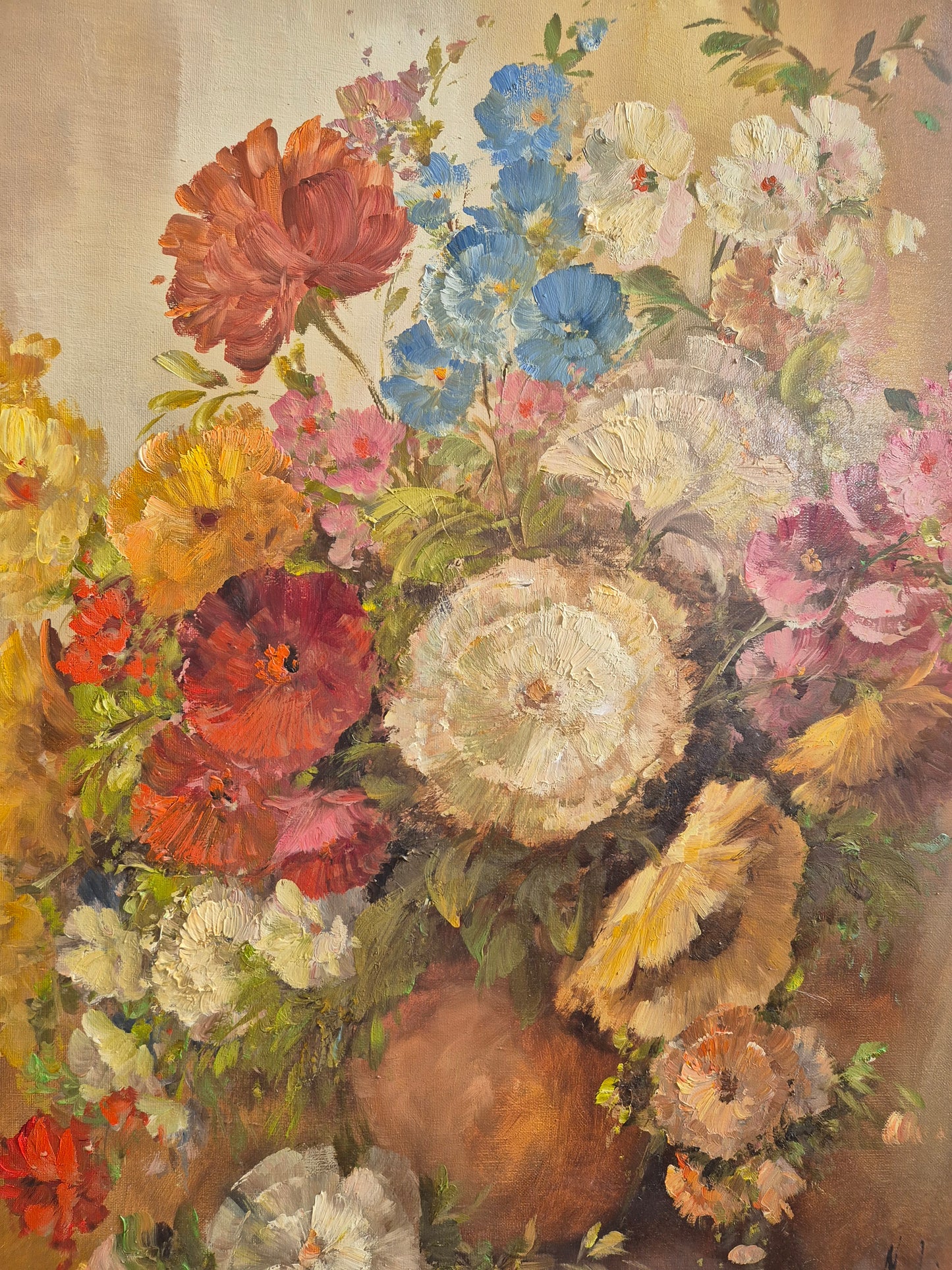 Ölgemälde Gemälde Louisa MEDINA (1911-?) Blumenstillleben 84x75cm