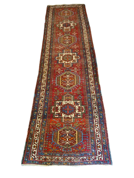 Antiker Feiner Handgeknüpfter Perser Heris Orientteppich 343x91cm