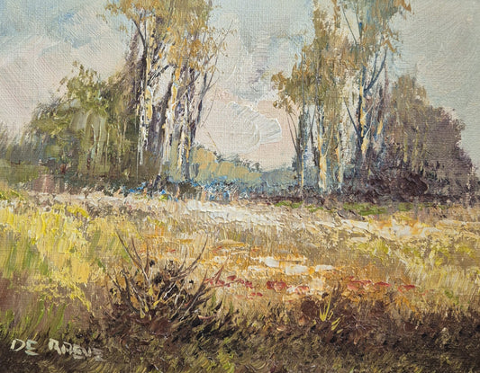 Ölgemälde Gemälde Jan De Raeve (XX) Holländische Landschaft 38x44cm