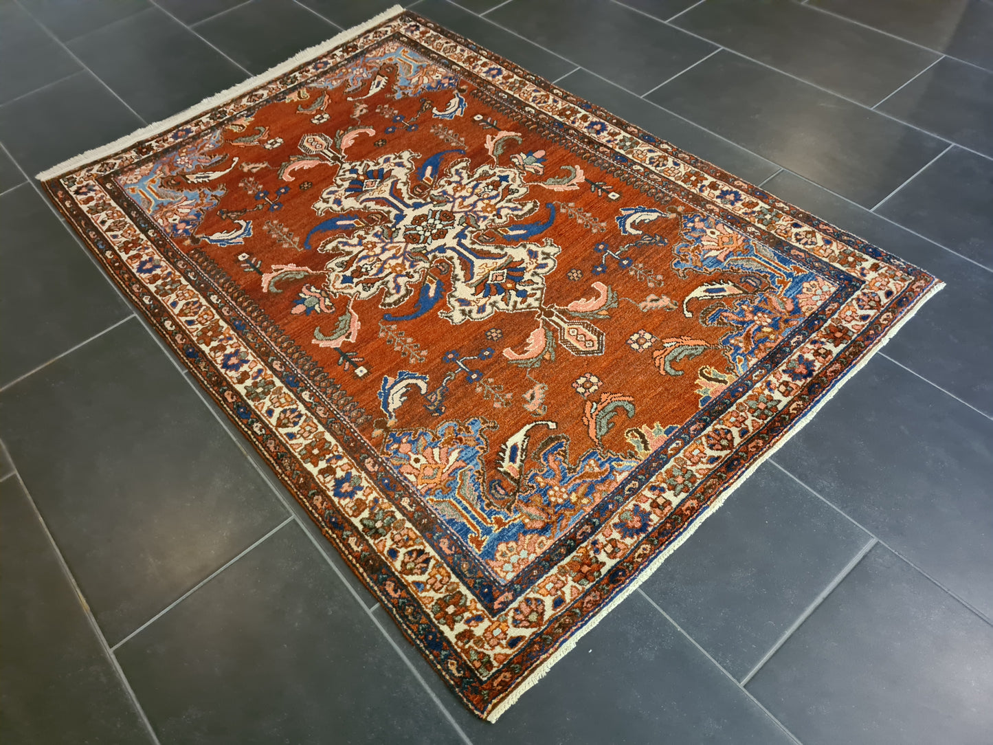 Antiker Feiner Handgeknüpfter Perser Teppich Isfahan Najafabad 160x110cm