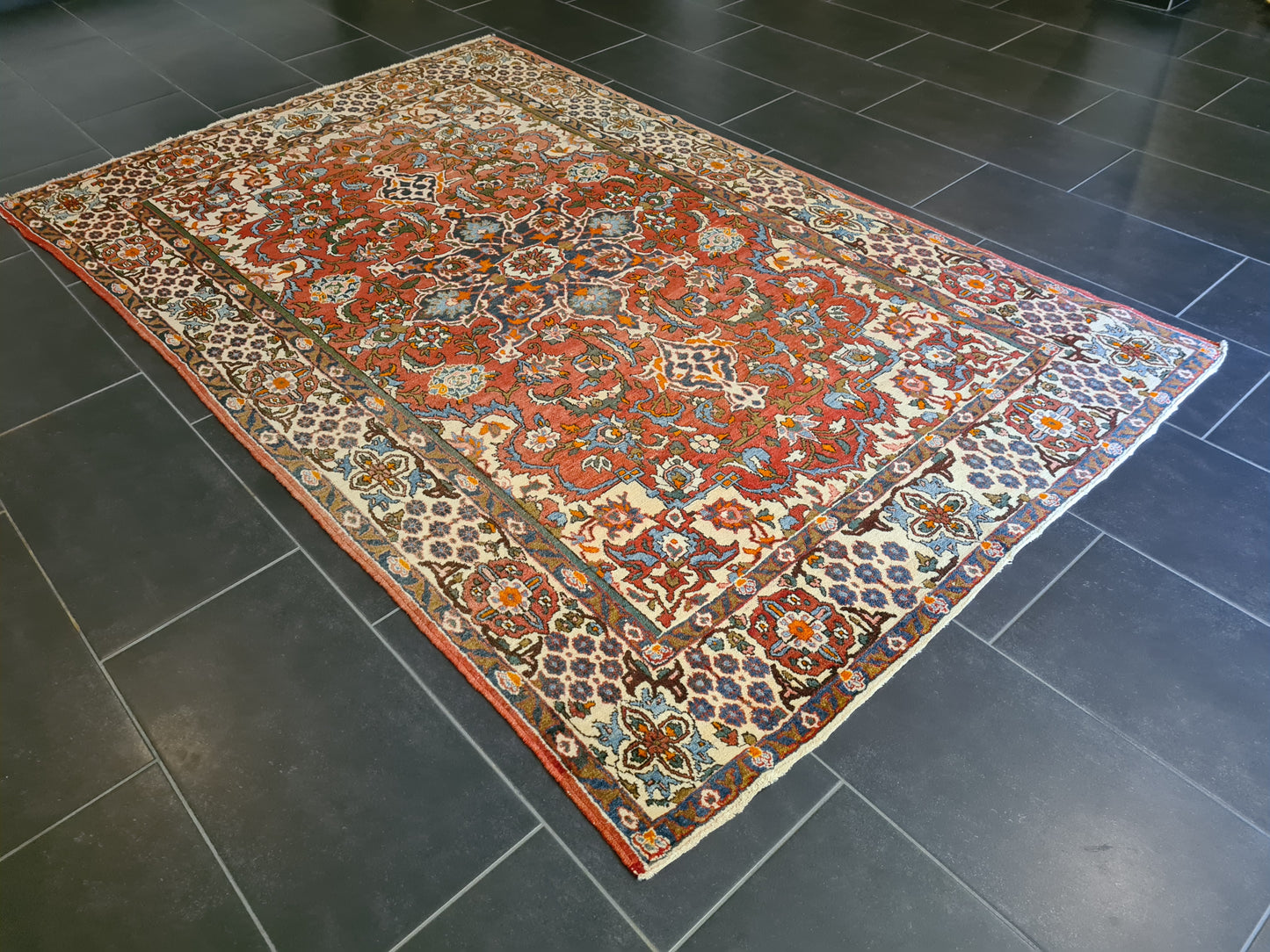 Hochwertig Feiner Handgeknüpfter Perserteppich Isfahan Najafabad Orientteppich 227x143 cm