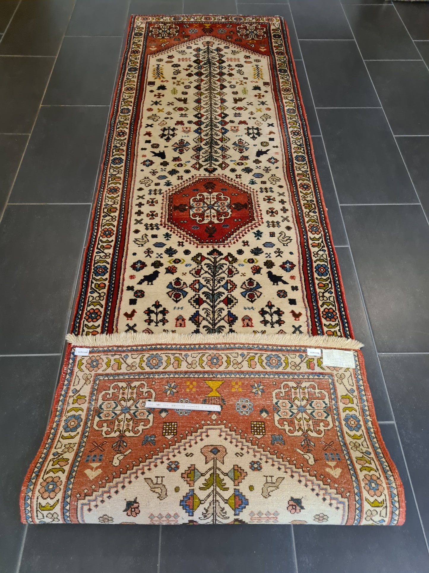 Antiker Feiner Handgeknüpfter Perser Teppich Senneh Bidjar Orientteppich 301x84cm