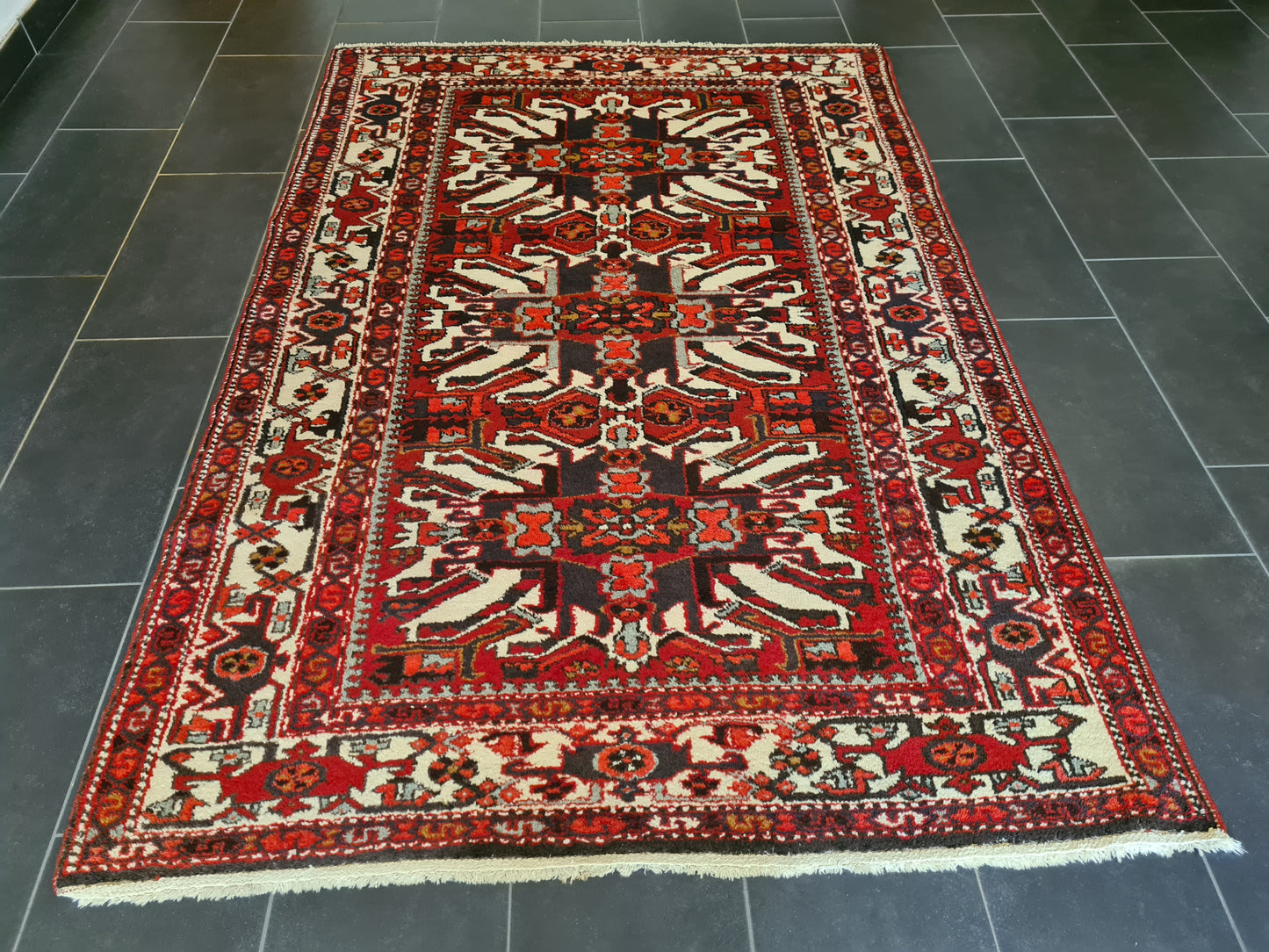 Antiker Feiner Handgeknüpfter Perserteppich Orientteppich Heris 232x154cm