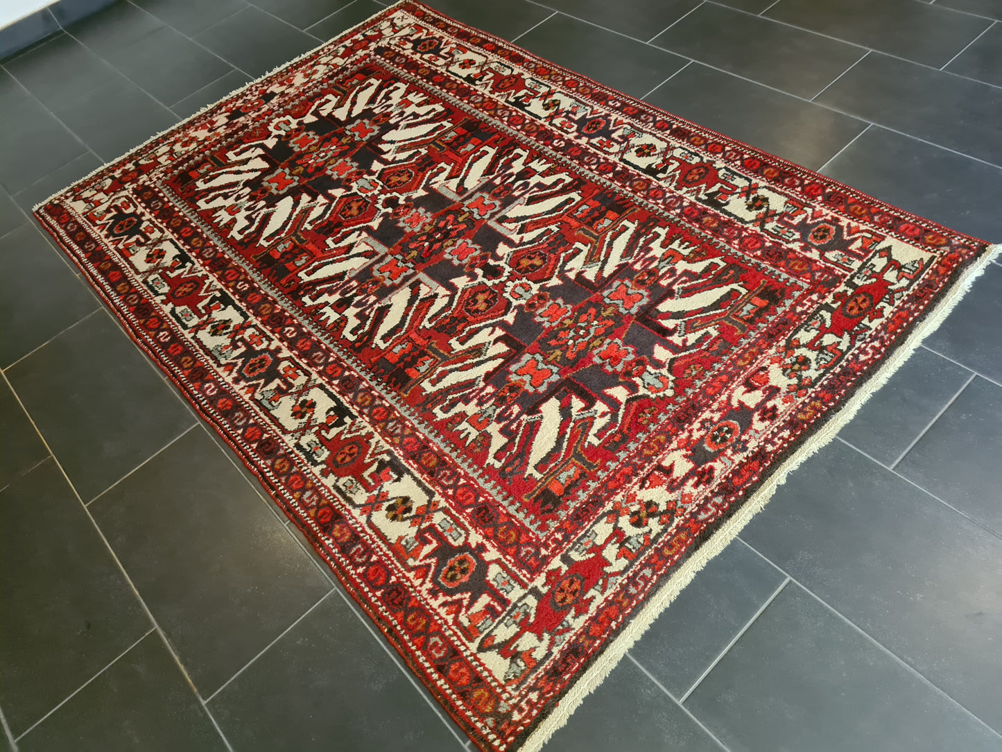 Antiker Feiner Handgeknüpfter Perserteppich Orientteppich Heris 232x154cm