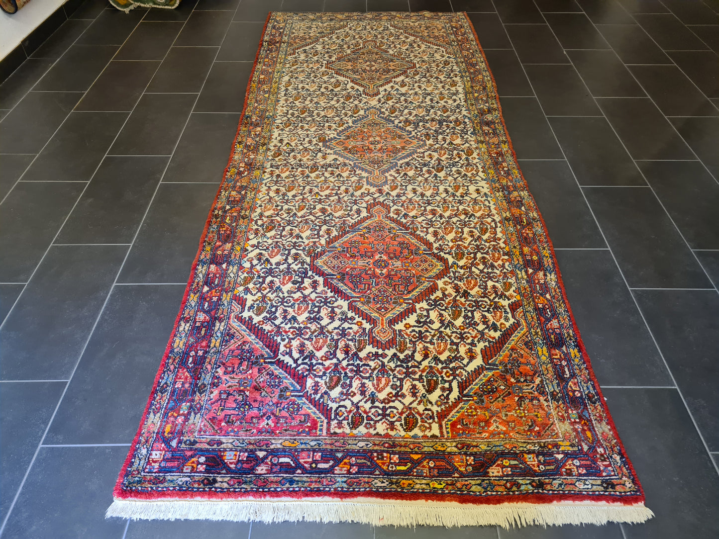 Antiker Handgeknüpfter Perser Teppich Orientteppich Malaya 334x132cm