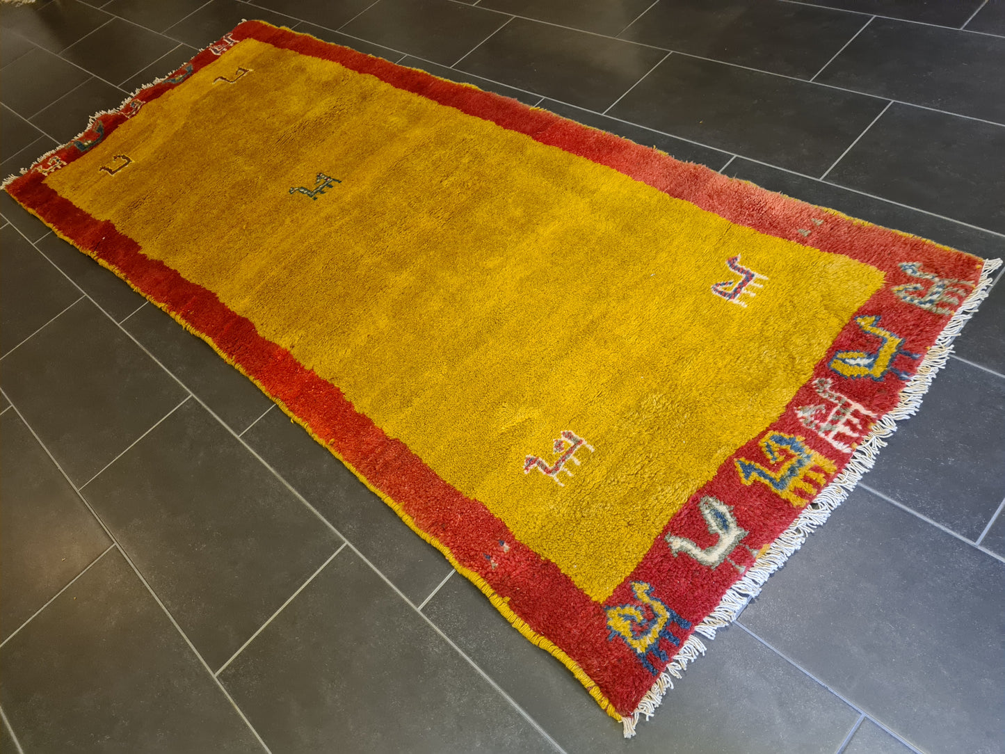 Dekorativer Handgeknüpfter Perser Gabbeh Teppich Orientteppich 260x103cm