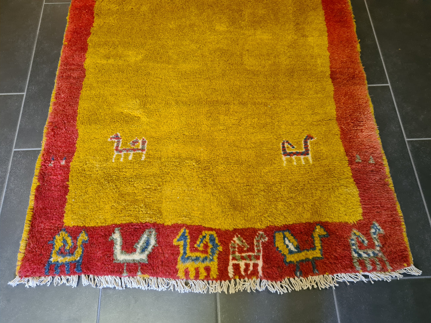 Dekorativer Handgeknüpfter Perser Gabbeh Teppich Orientteppich 260x103cm