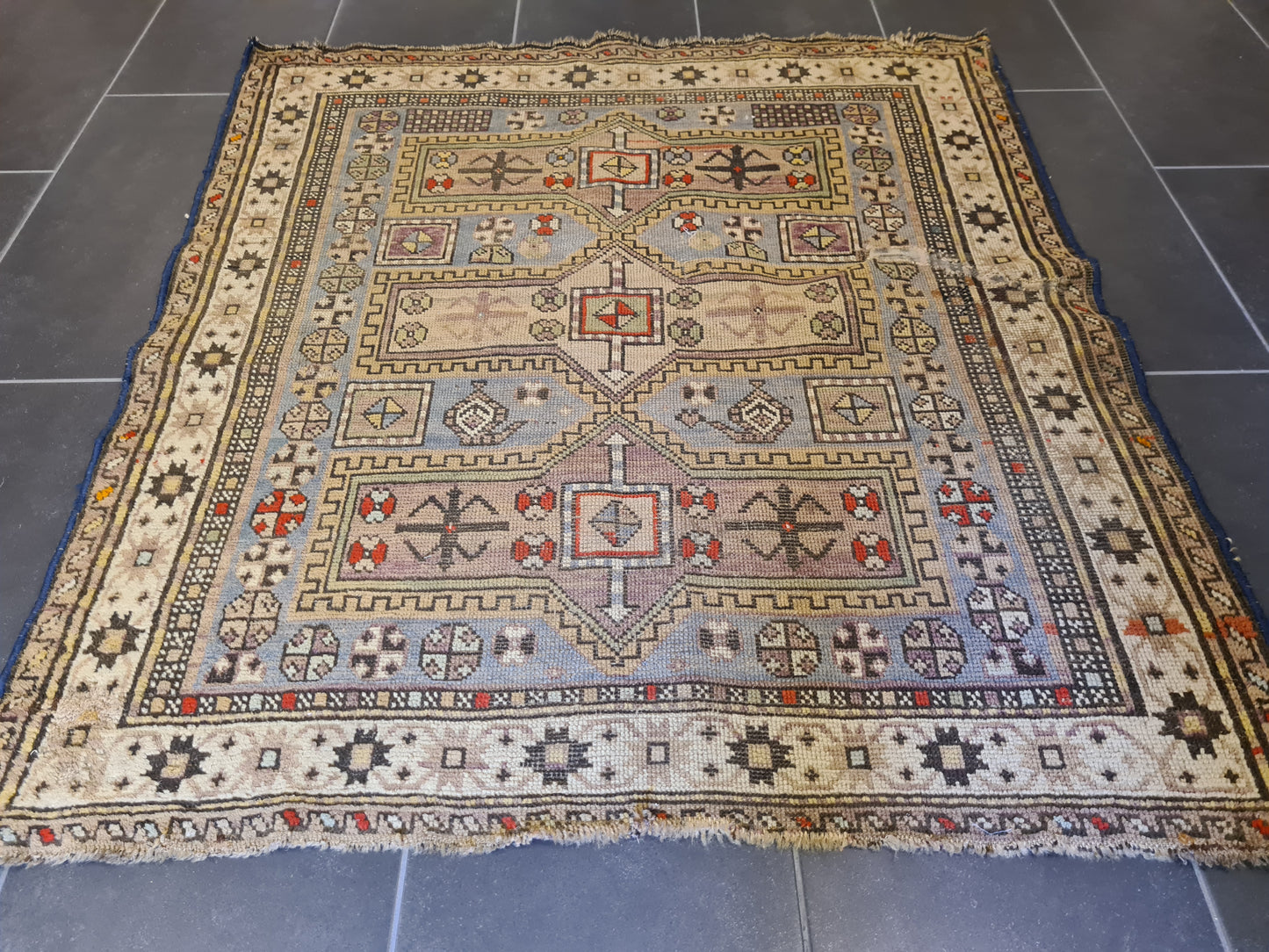 Antiker Handgeknüpfter Perser Orientteppich Kasak Sammlerstück 126x117cm