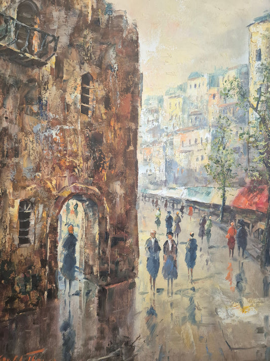 Friedrich Karl Thauer (1924-2009) Ölgemälde Impression Stadtszene 68x58