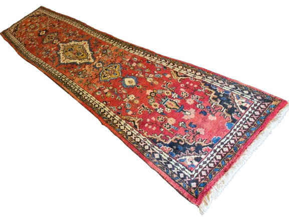 Dekorativer Feiner Handgeknüpfter Perser Sarough Teppich Orientteppich 383x82cm