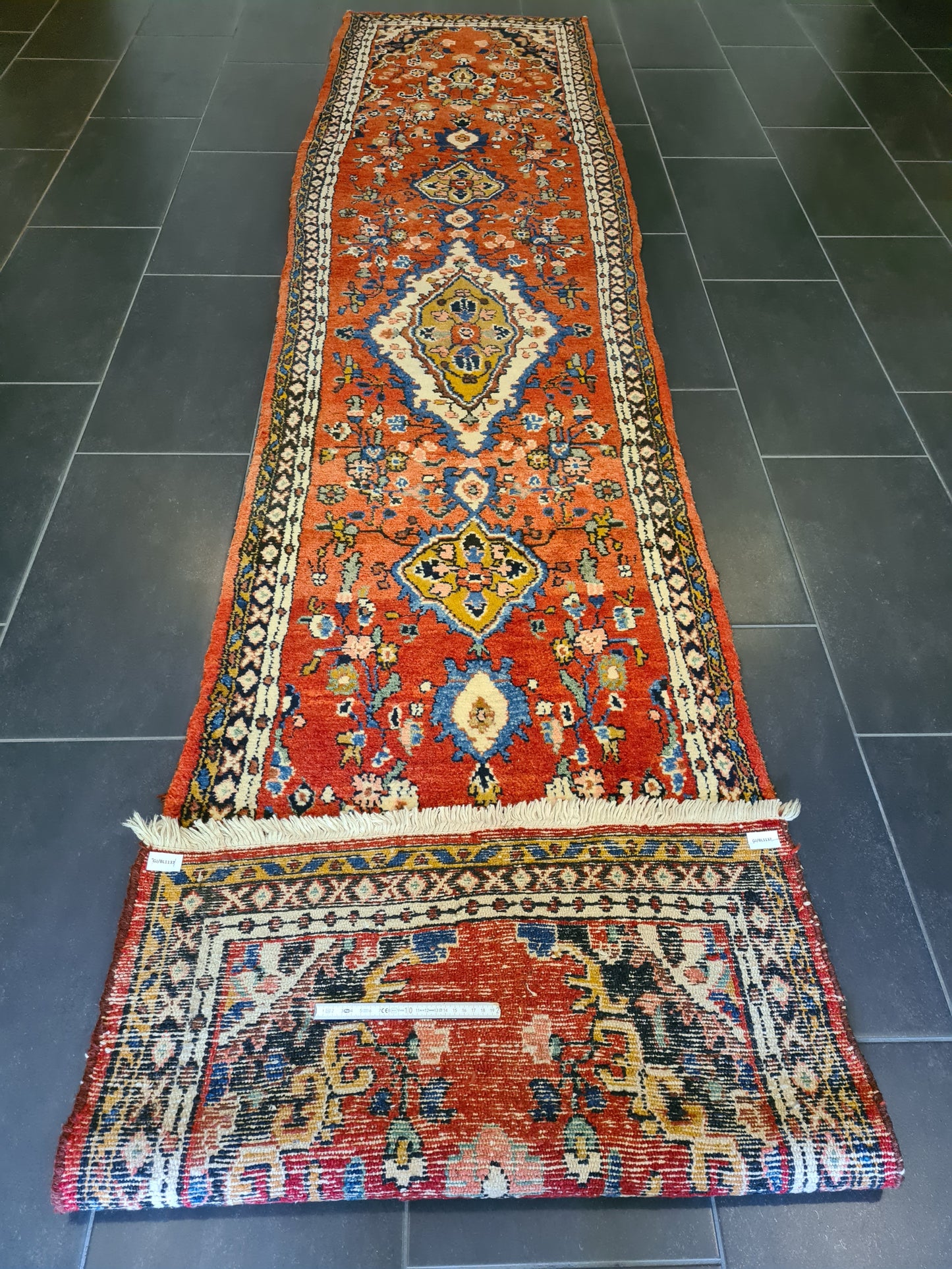 Dekorativer Feiner Handgeknüpfter Perser Sarough Teppich Orientteppich 383x82cm