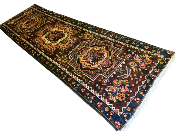 Antiker Dekorativer Handgeknüpfter Perser Teppich Bachtiar Orientteppich 340x105cm