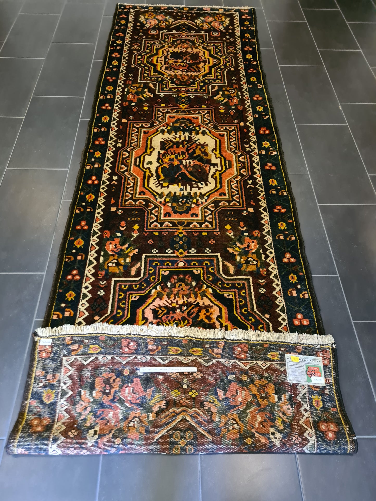 Antiker Dekorativer Handgeknüpfter Perser Teppich Bachtiar Orientteppich 340x105cm