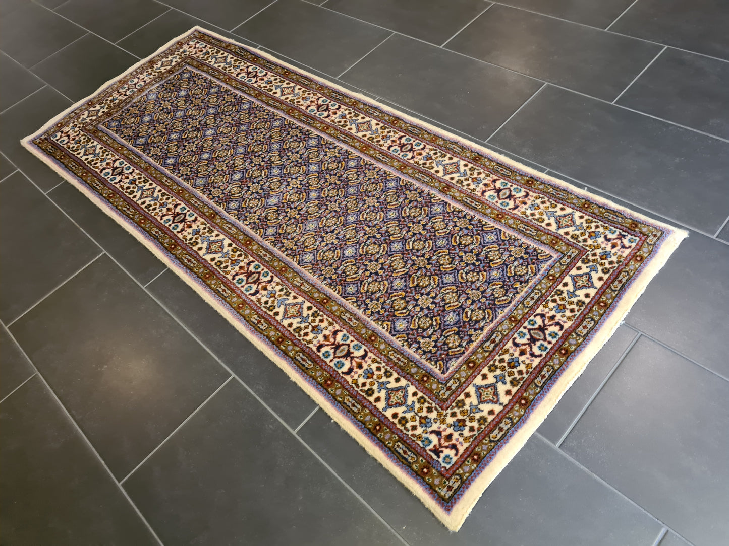 Edler Handgeknüpfter Perser Teppich Moud Orientteppich 190x80cm