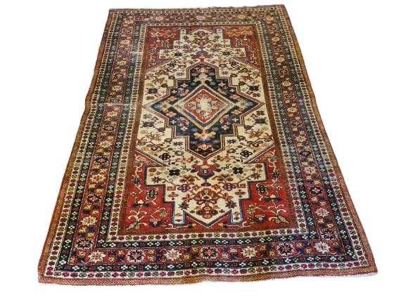 Antiker Feiner Handgeknüpfter Orientteppich Kasak Teppich Sammlerstück 195x142cm