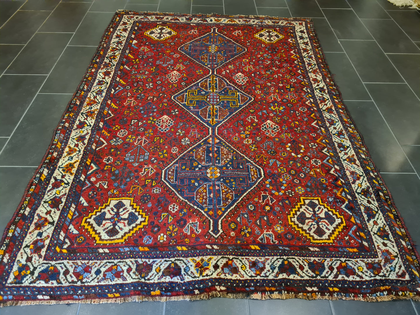 Antiker Handgeknüpfter Perser Teppich Gashgai Orientteppich 245x169cm