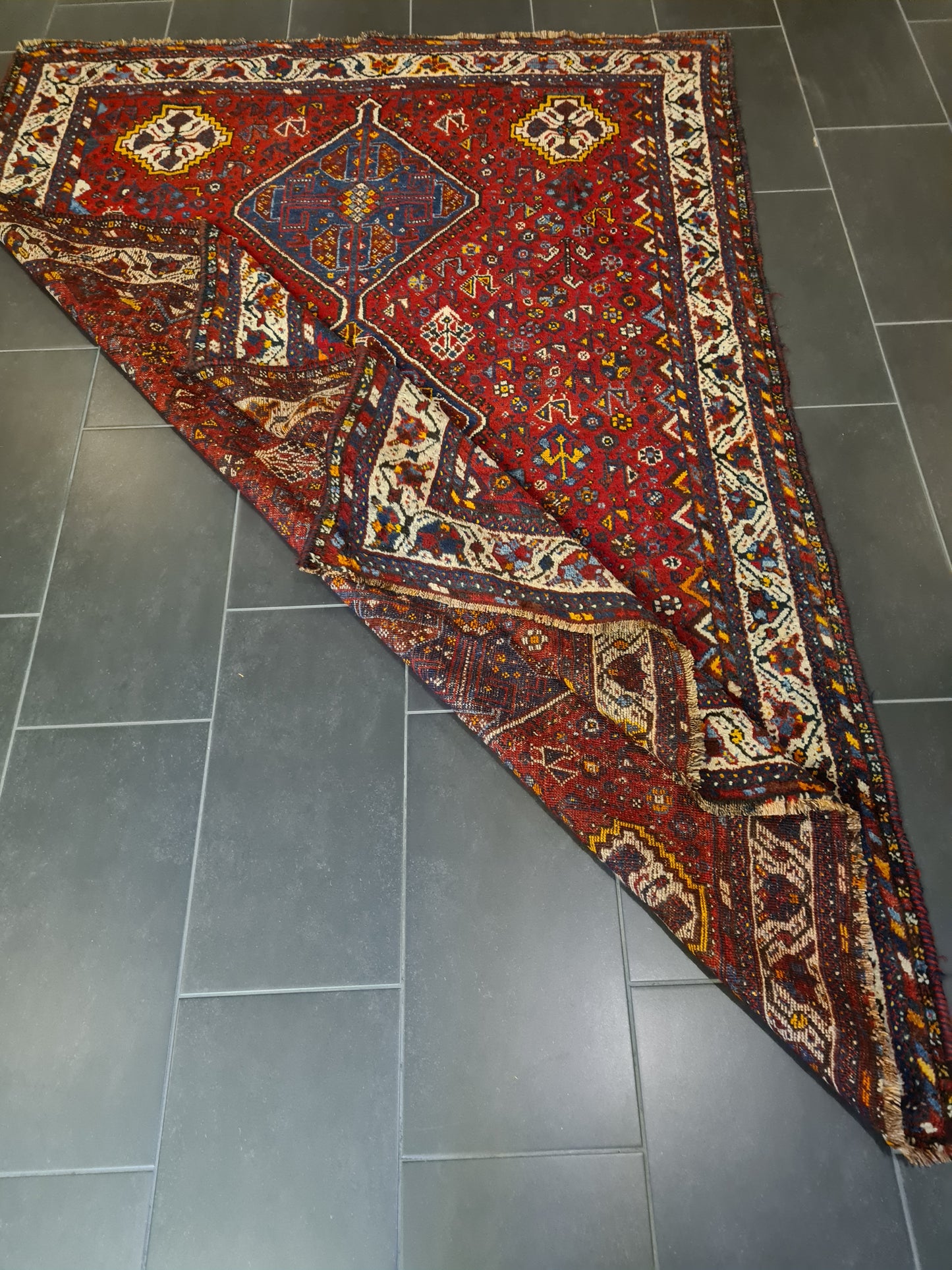 Antiker Handgeknüpfter Perser Teppich Gashgai Orientteppich 245x169cm