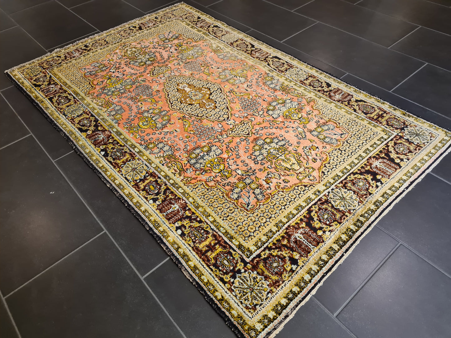 Wertvoller Feiner Handgeknüpfter Seiden Teppich Orientteppich Perser Teppich 170x95cm