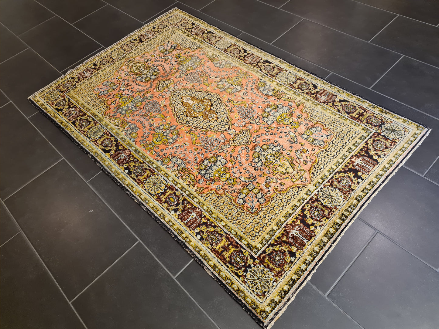 Wertvoller Feiner Handgeknüpfter Seiden Teppich Orientteppich Perser Teppich 170x95cm