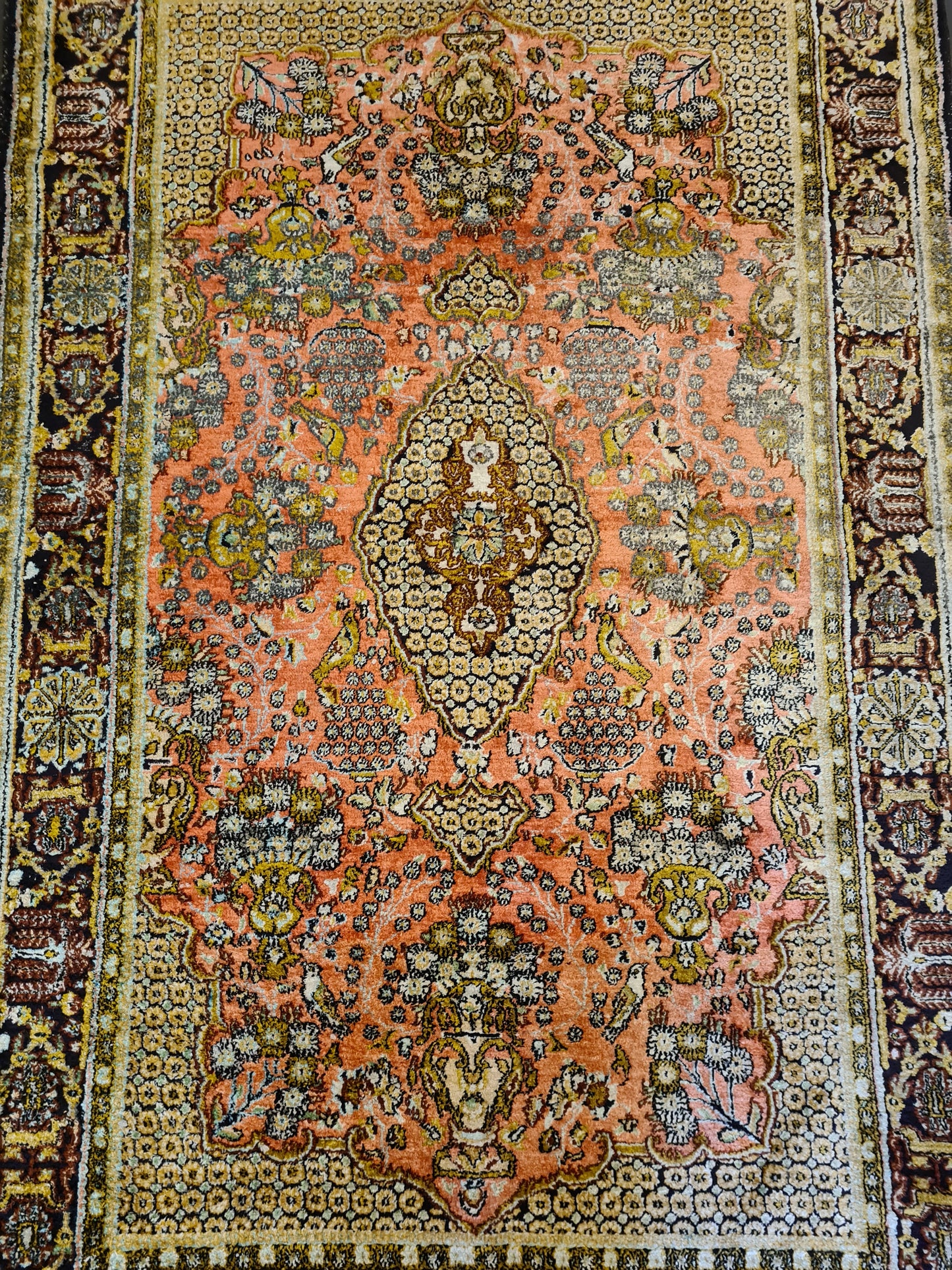 Wertvoller Feiner Handgeknüpfter Seiden Teppich Orientteppich Perser Teppich 170x95cm