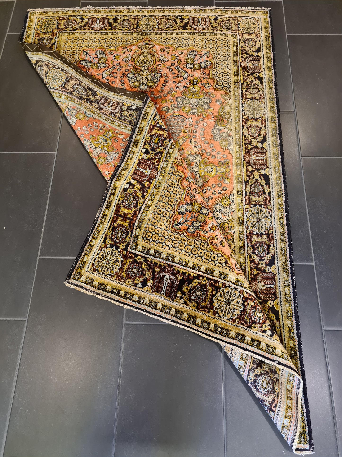 Wertvoller Feiner Handgeknüpfter Seiden Teppich Orientteppich Perser Teppich 170x95cm