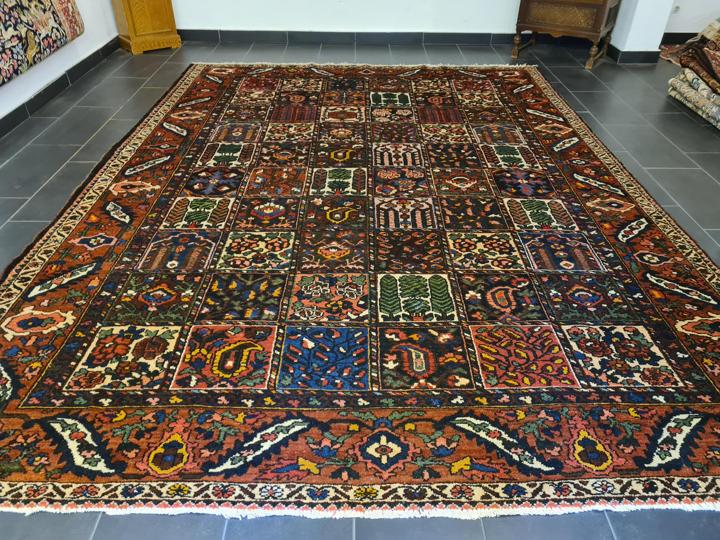 Antiker Feiner Handgeknüpfter Perser Teppich Bachtiar Orientteppich 365x275cm