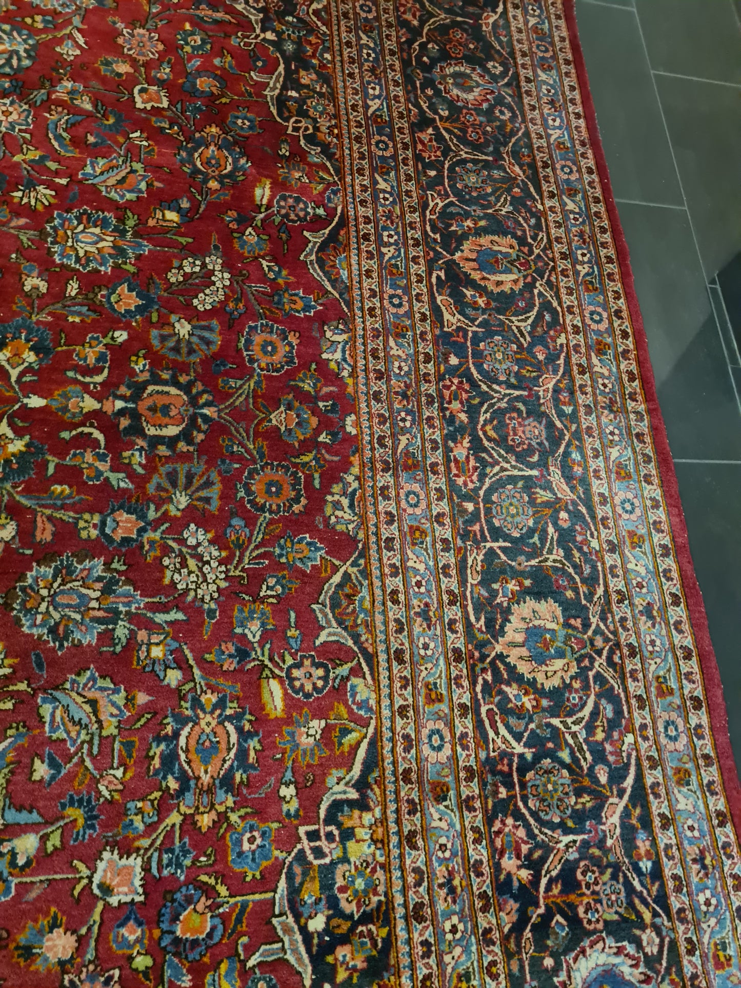 Antiker Königlicher Handgeknüpfter Keshan Perser Teppich Orientteppich 400x340cm