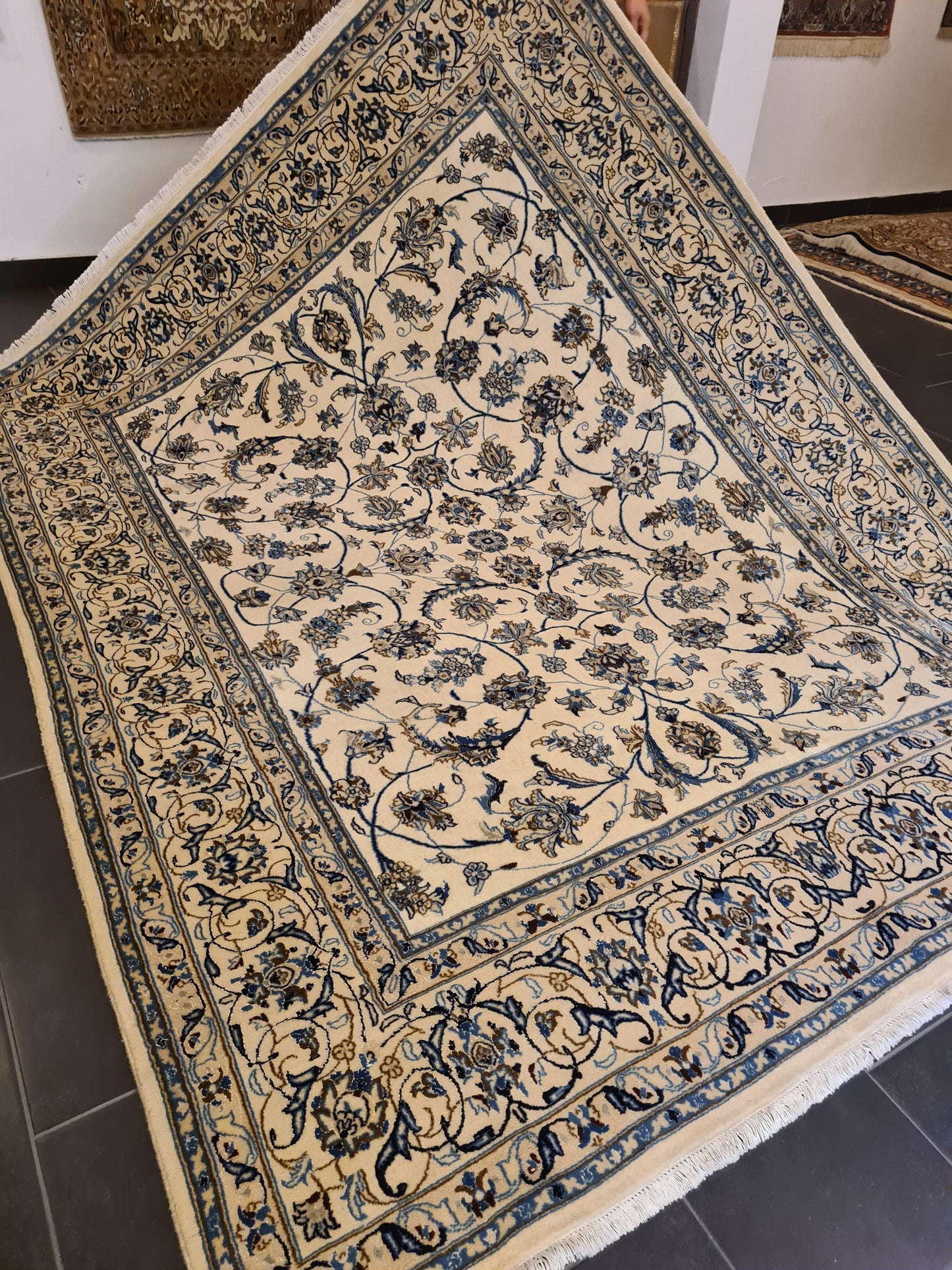 Hochwertiger Handgeknüpfter Perser Teppich Nain Orientteppich 265x200cm