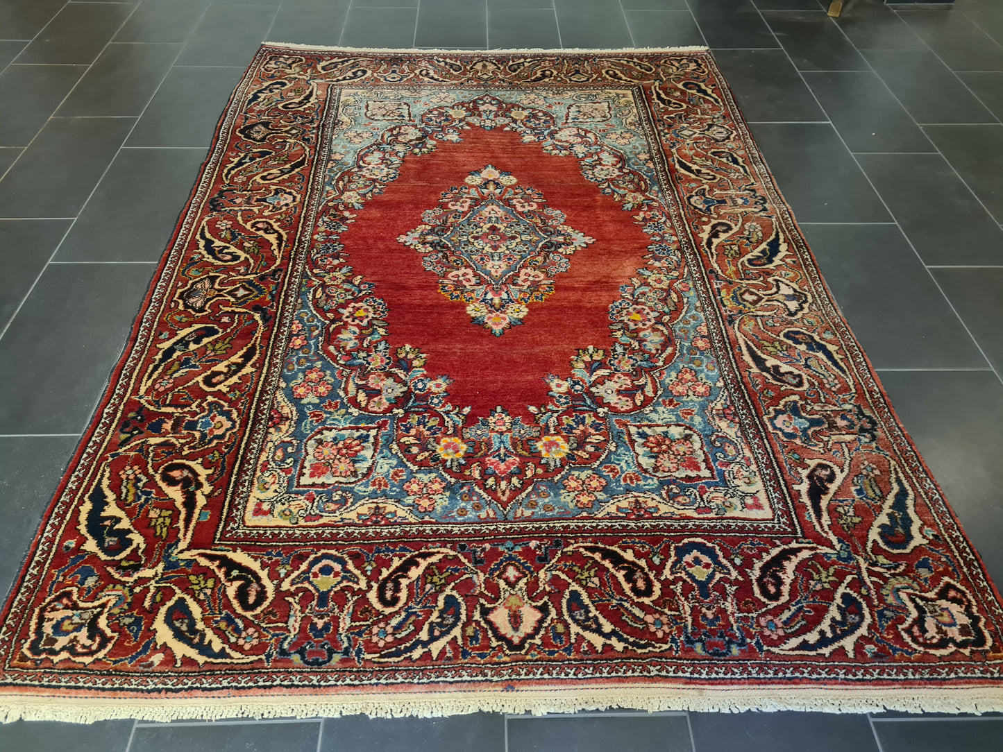 Hochwertiger Feiner Handgeknüpfter Perser Teppich Sarough Orientteppich 255x185cm