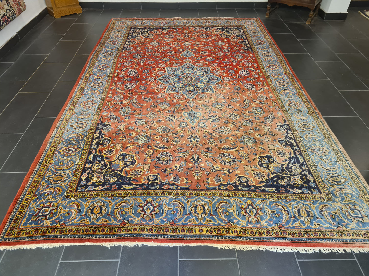 Königlicher Feiner Handgeknüpfter Perser Teppich Orientteppich Sarough 352x222cm