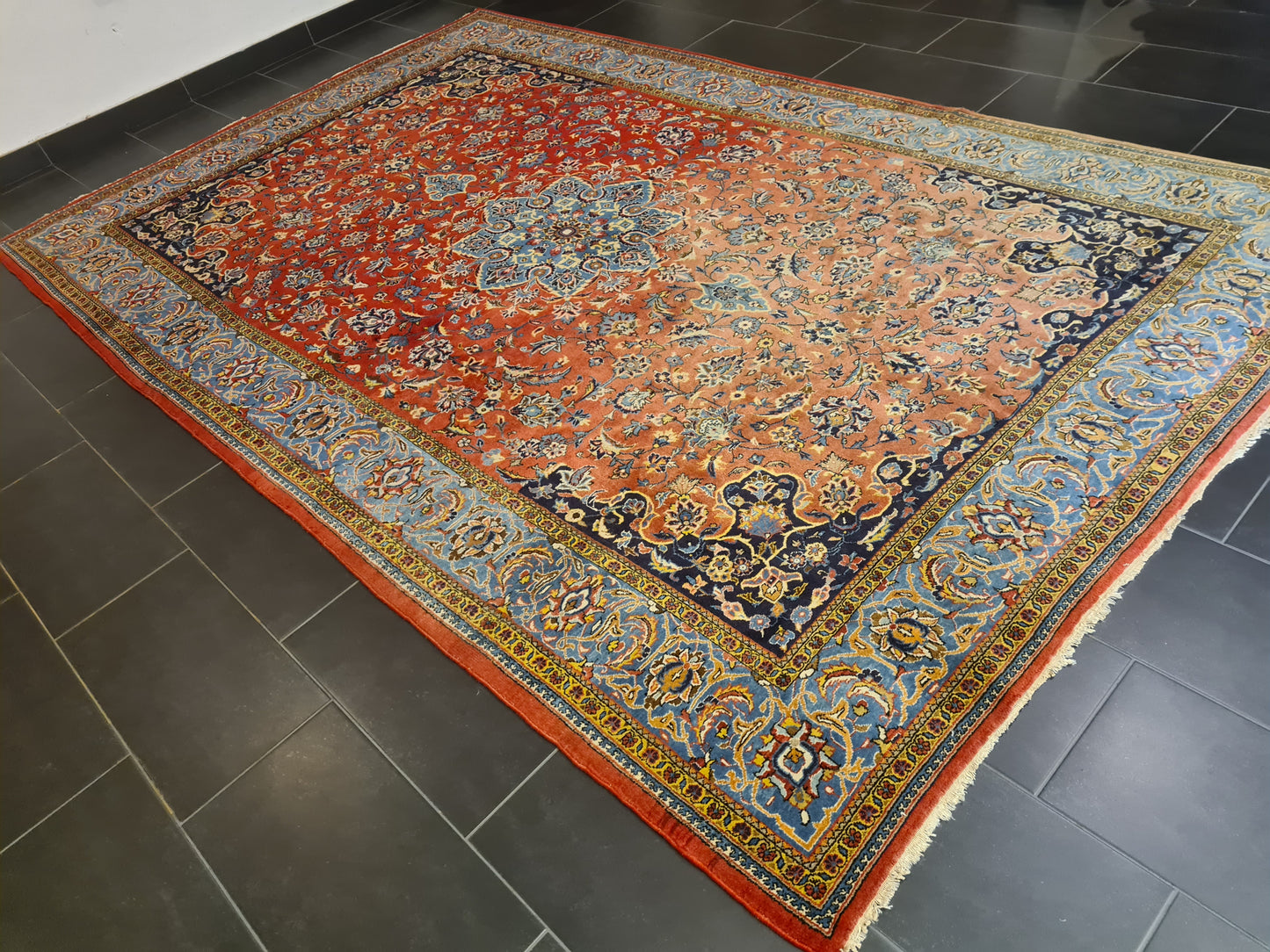 Königlicher Feiner Handgeknüpfter Perser Teppich Orientteppich Sarough 352x222cm