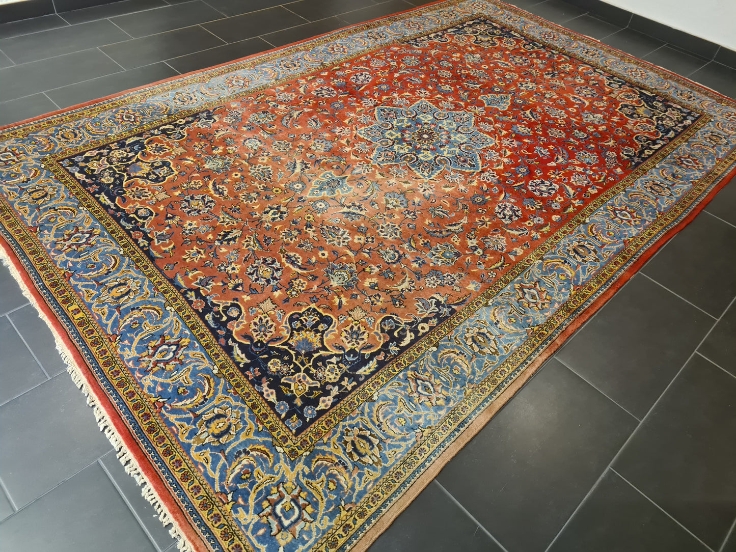 Königlicher Feiner Handgeknüpfter Perser Teppich Orientteppich Sarough 352x222cm