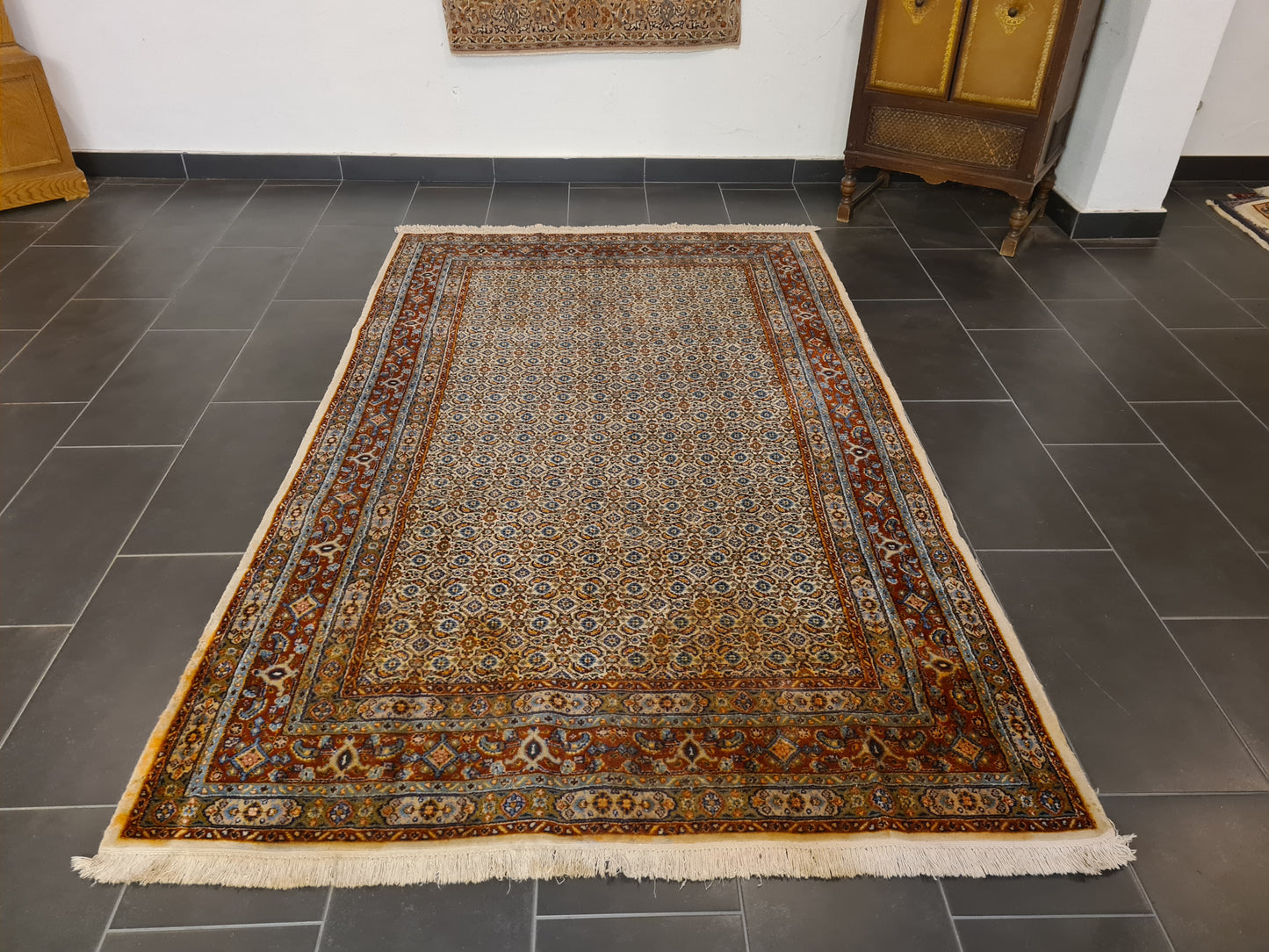 Königlicher Feiner Handgeknüpfter Perser Teppich Moud Orientteppich 245x154cm