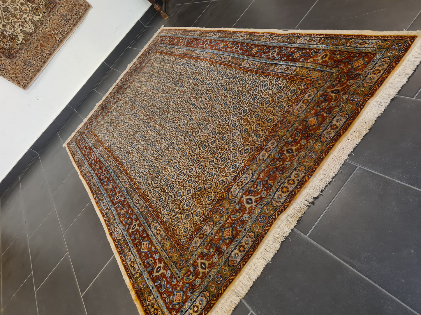 Königlicher Feiner Handgeknüpfter Perser Teppich Moud Orientteppich 245x154cm