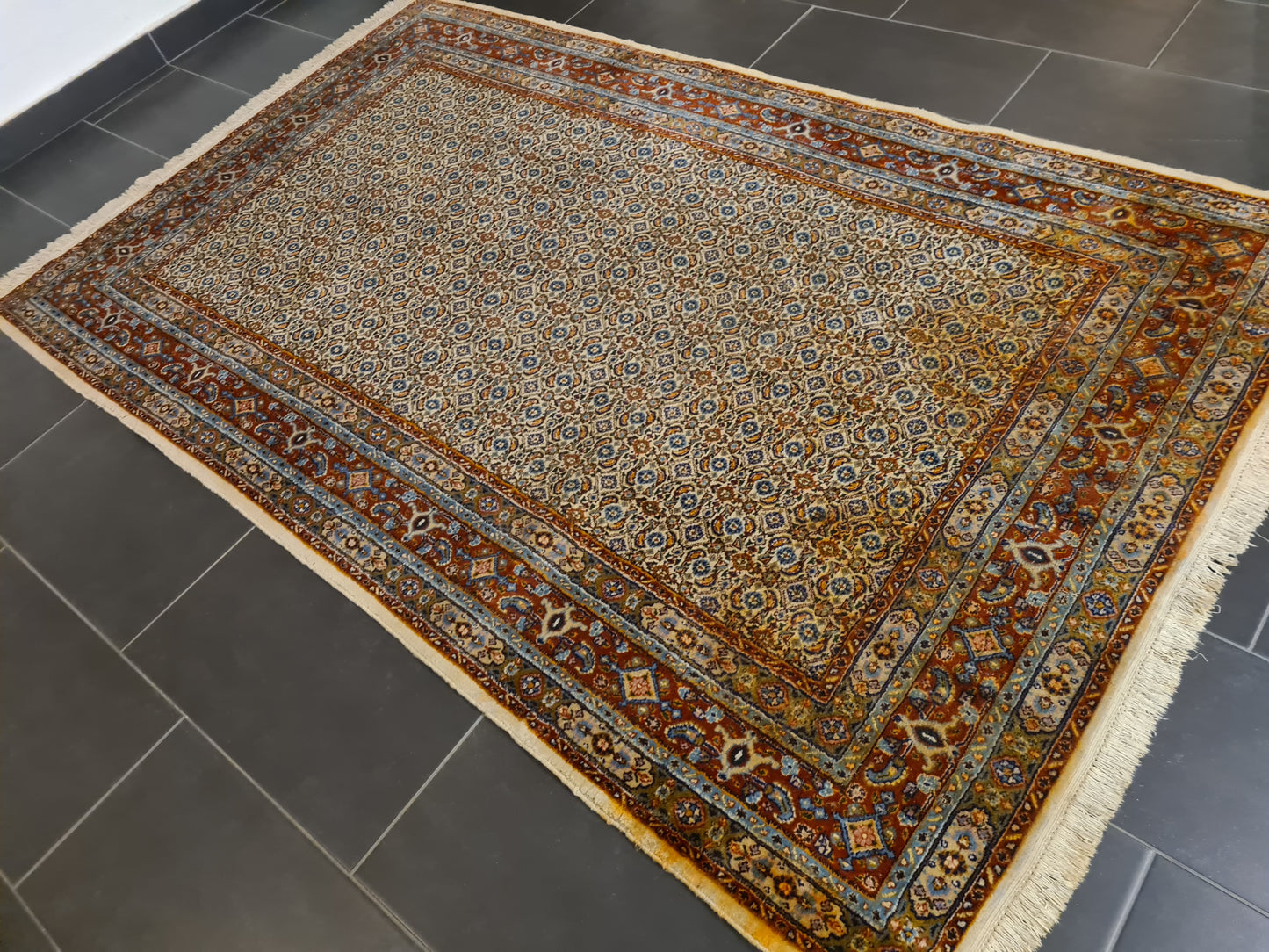 Königlicher Feiner Handgeknüpfter Perser Teppich Moud Orientteppich 245x154cm