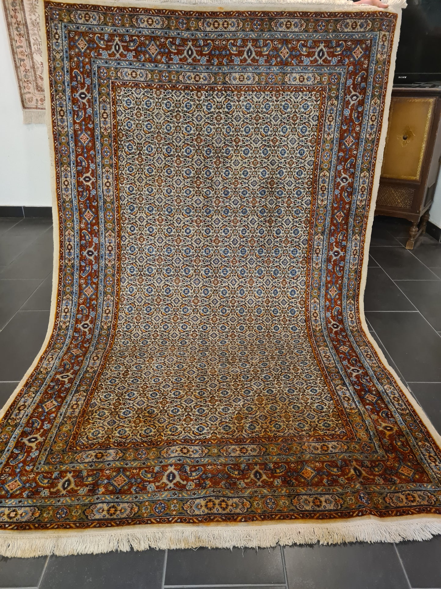 Königlicher Feiner Handgeknüpfter Perser Teppich Moud Orientteppich 245x154cm