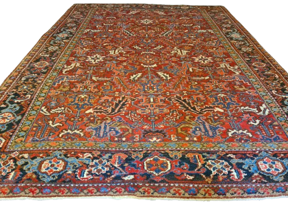 Antiker Handgeknüpfter Teppich Heris Orientteppich 295x215cm