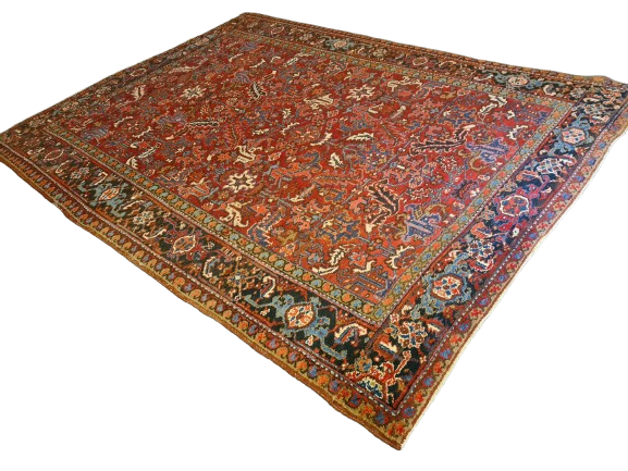 Antiker Handgeknüpfter Teppich Heris Orientteppich 295x215cm