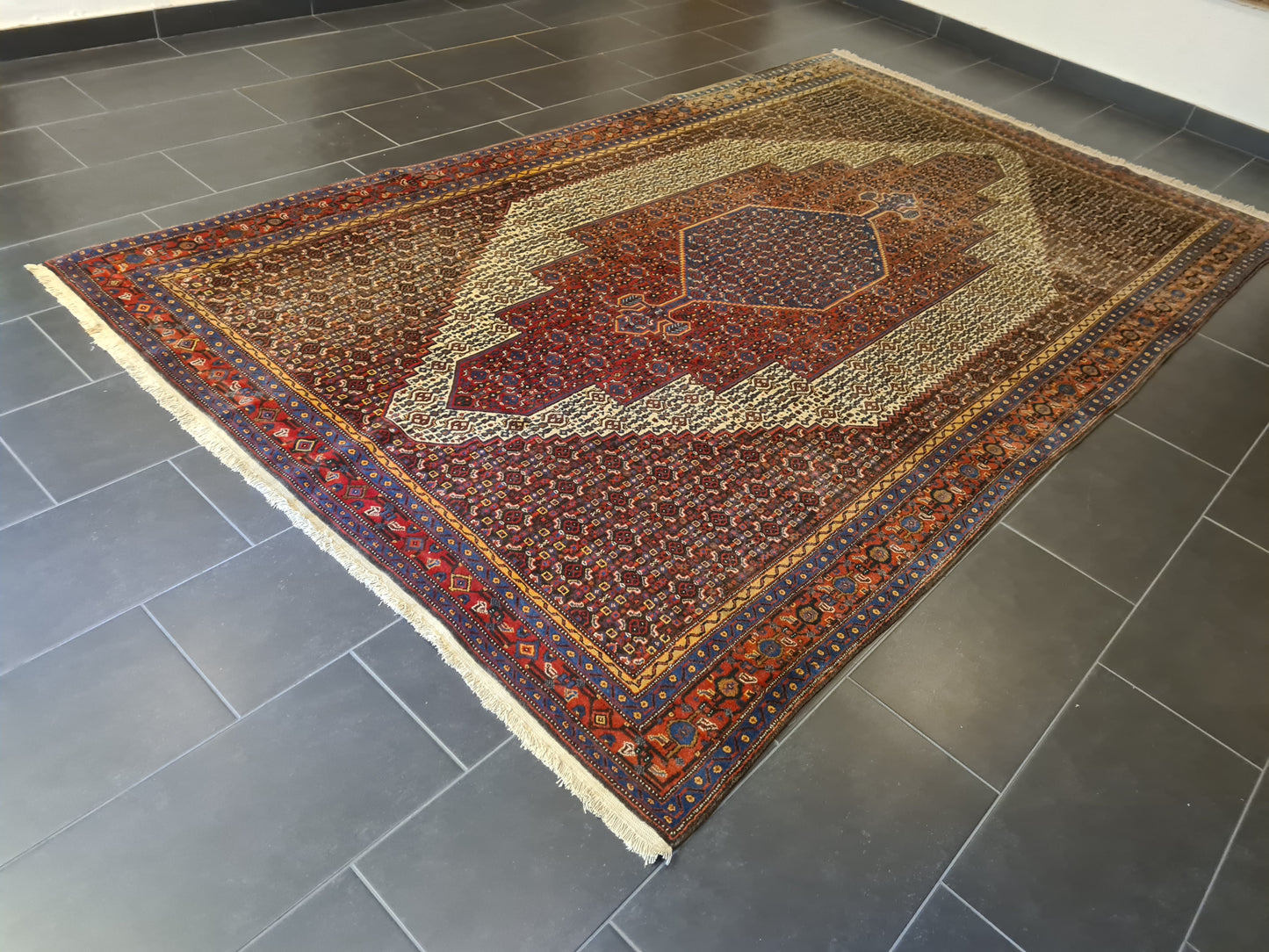 Antiker  Handgeknüpfter Teppich Senneh Bidjar Orientteppich 330x200cm