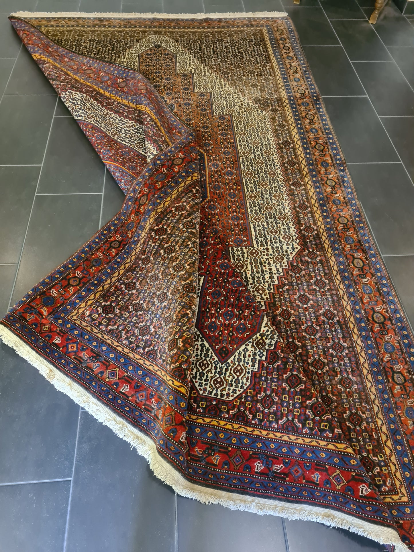 Antiker  Handgeknüpfter Teppich Senneh Bidjar Orientteppich 330x200cm