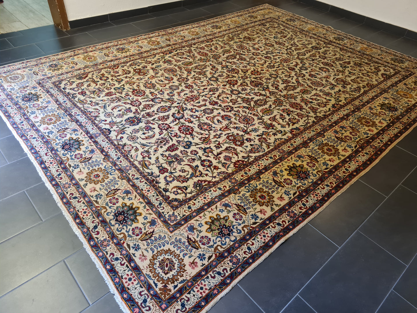 Prachtvoller Handgeknüpfter Perser Teppich Keshan Orientteppich 411x301cm