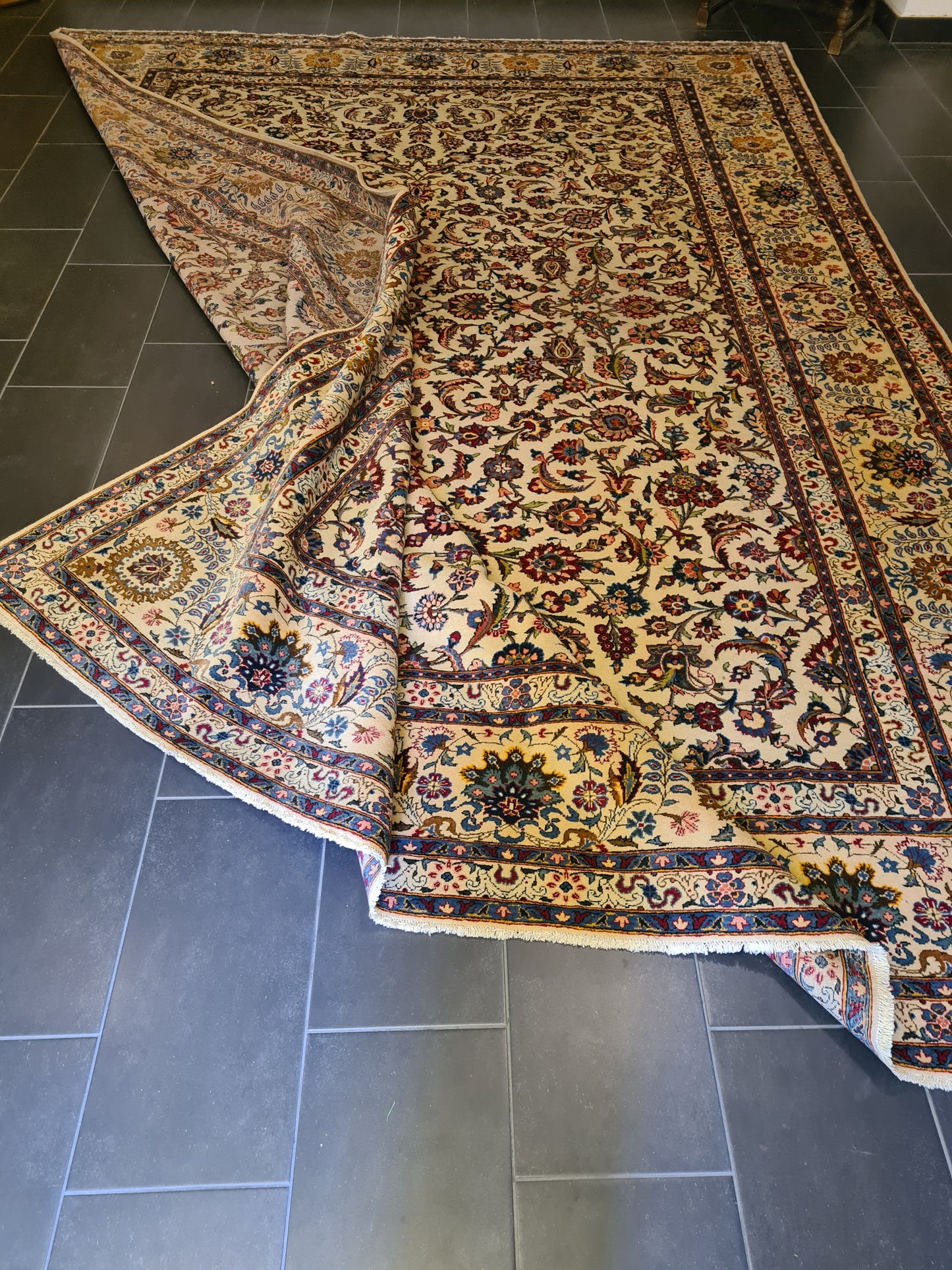 Prachtvoller Handgeknüpfter Perser Teppich Keshan Orientteppich 411x301cm