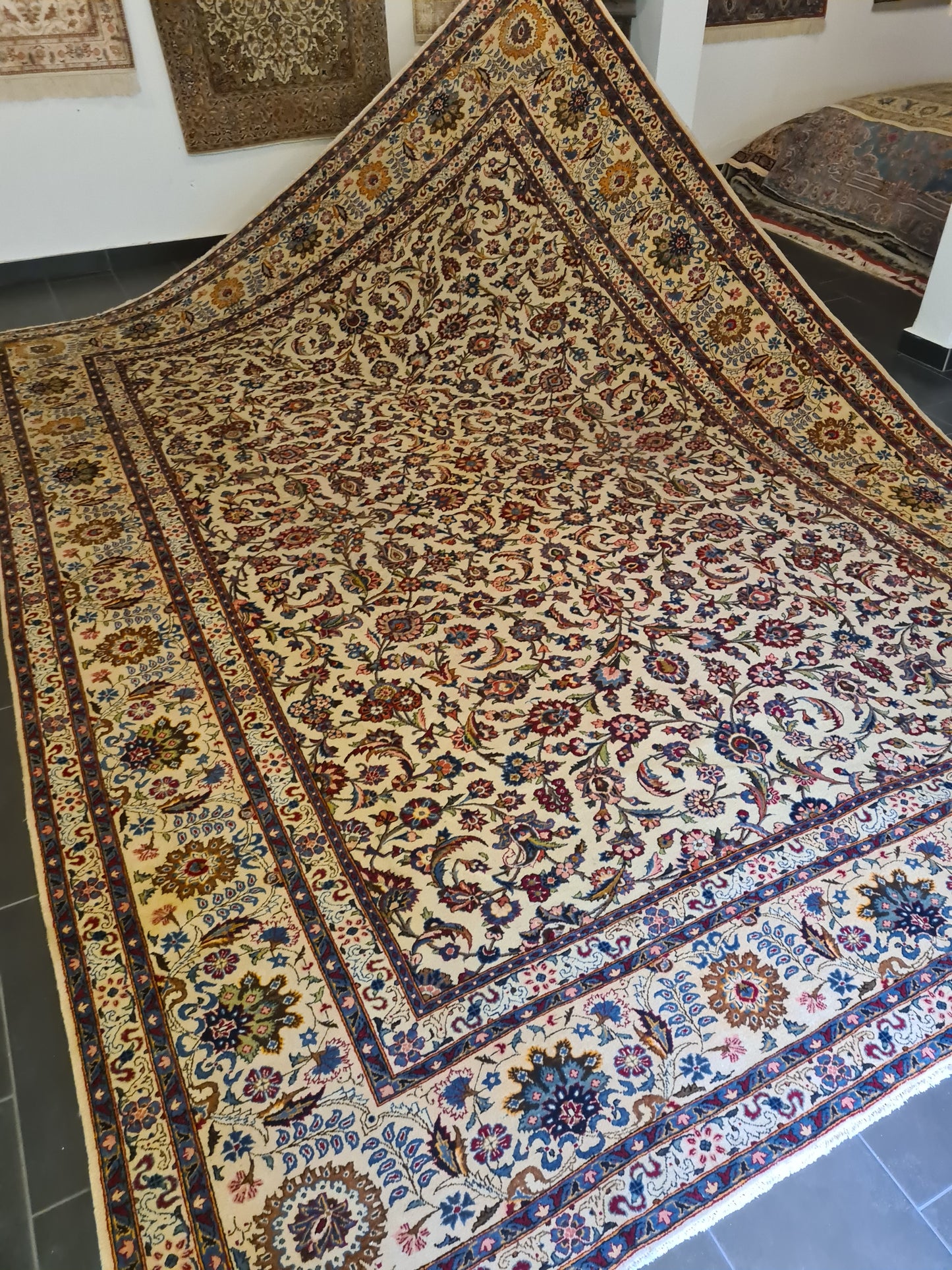 Prachtvoller Handgeknüpfter Perser Teppich Keshan Orientteppich 411x301cm