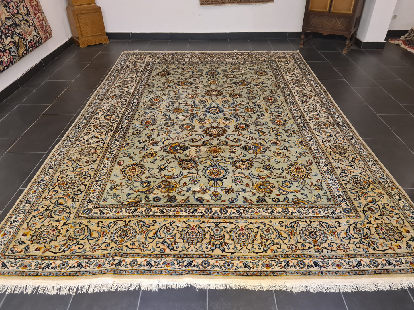 Prachtvoller Handgeknüpfter Perser Teppich Keshan Orientteppich 347x229cm