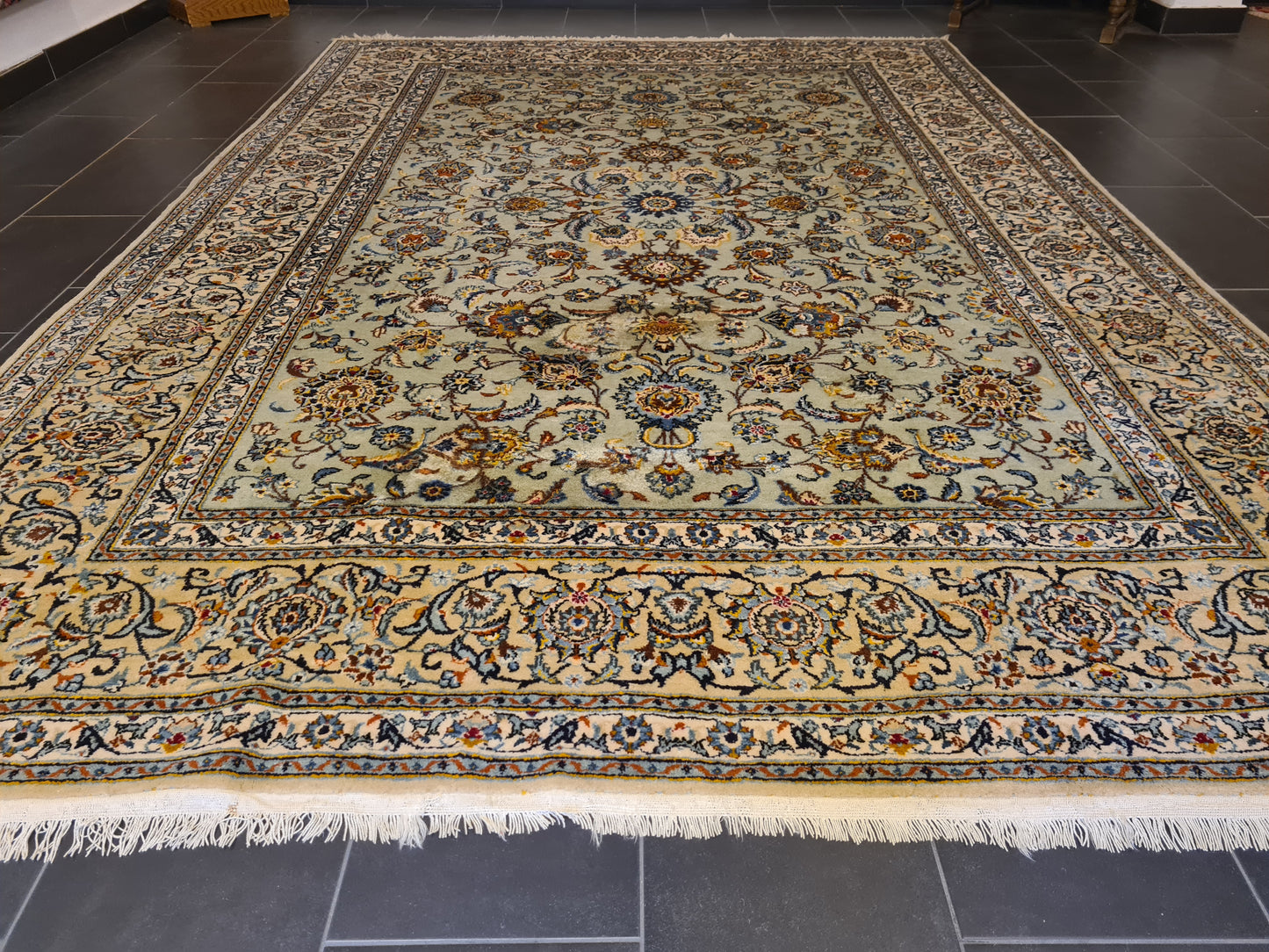 Prachtvoller Handgeknüpfter Perser Teppich Keshan Orientteppich 347x229cm