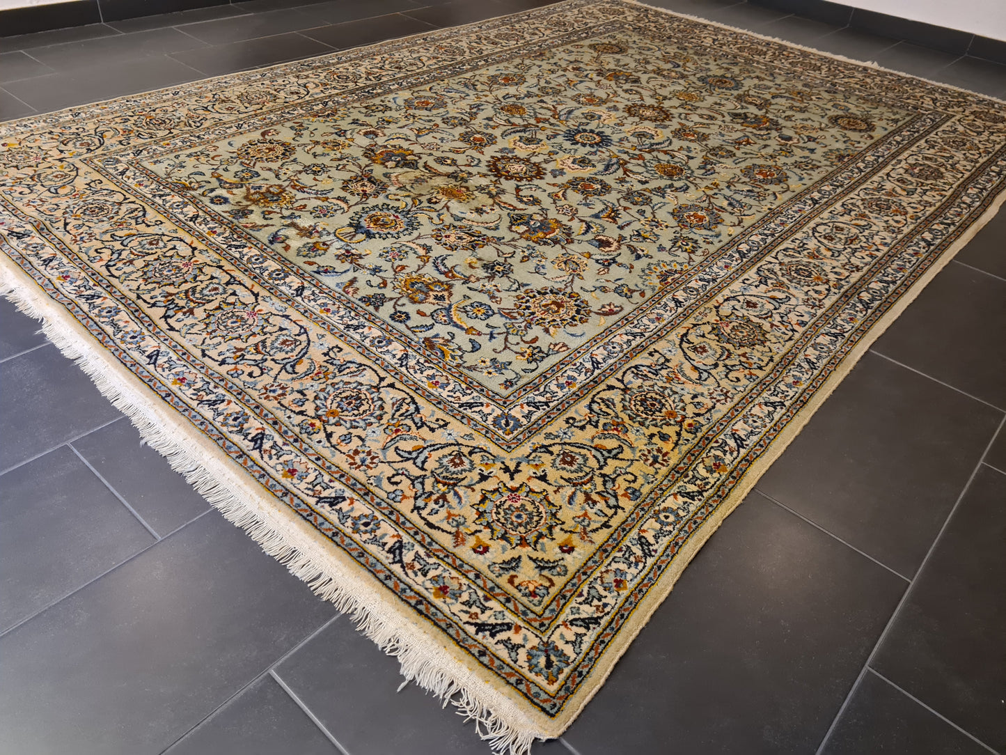 Prachtvoller Handgeknüpfter Perser Teppich Keshan Orientteppich 347x229cm