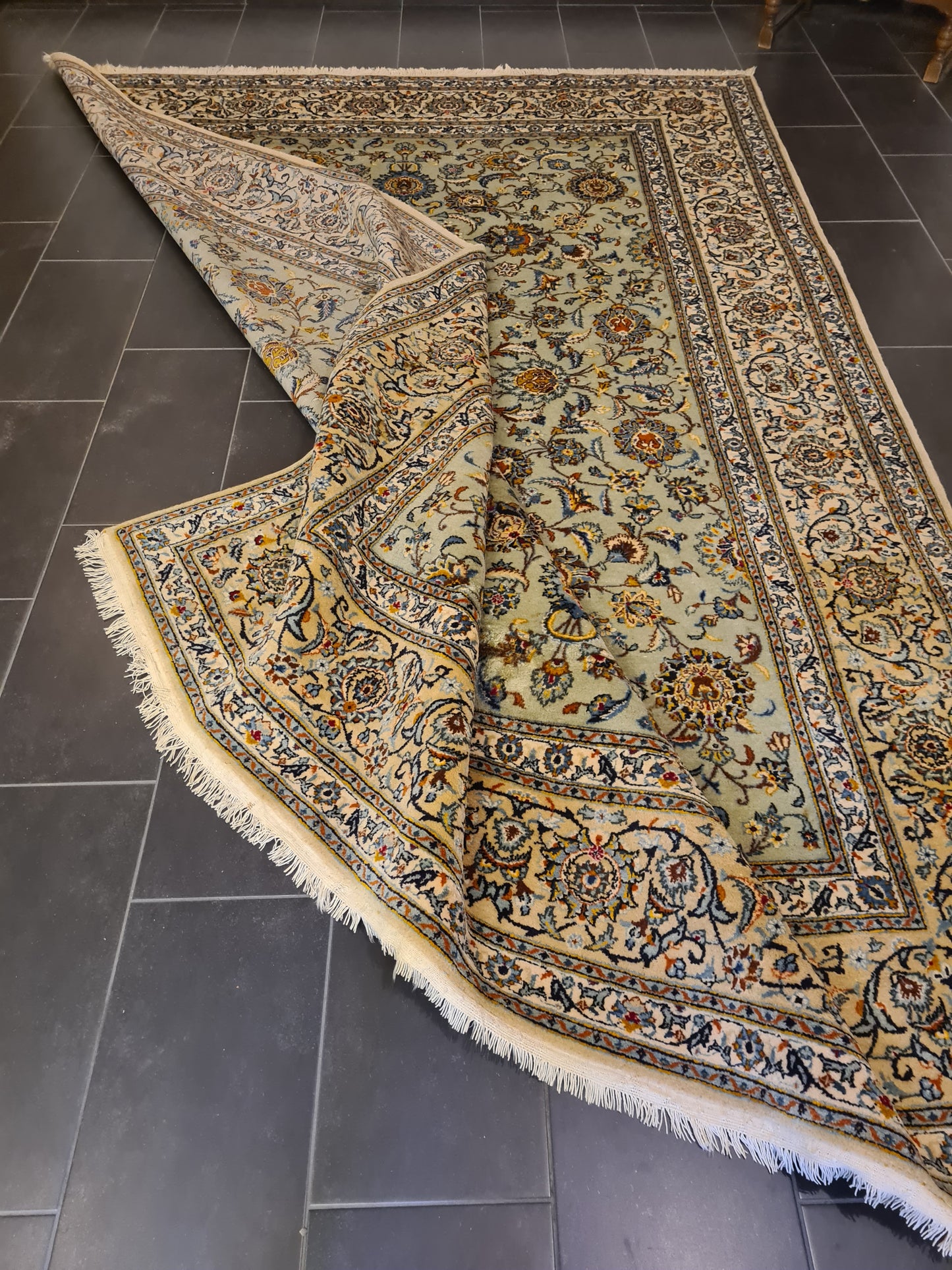 Prachtvoller Handgeknüpfter Perser Teppich Keshan Orientteppich 347x229cm