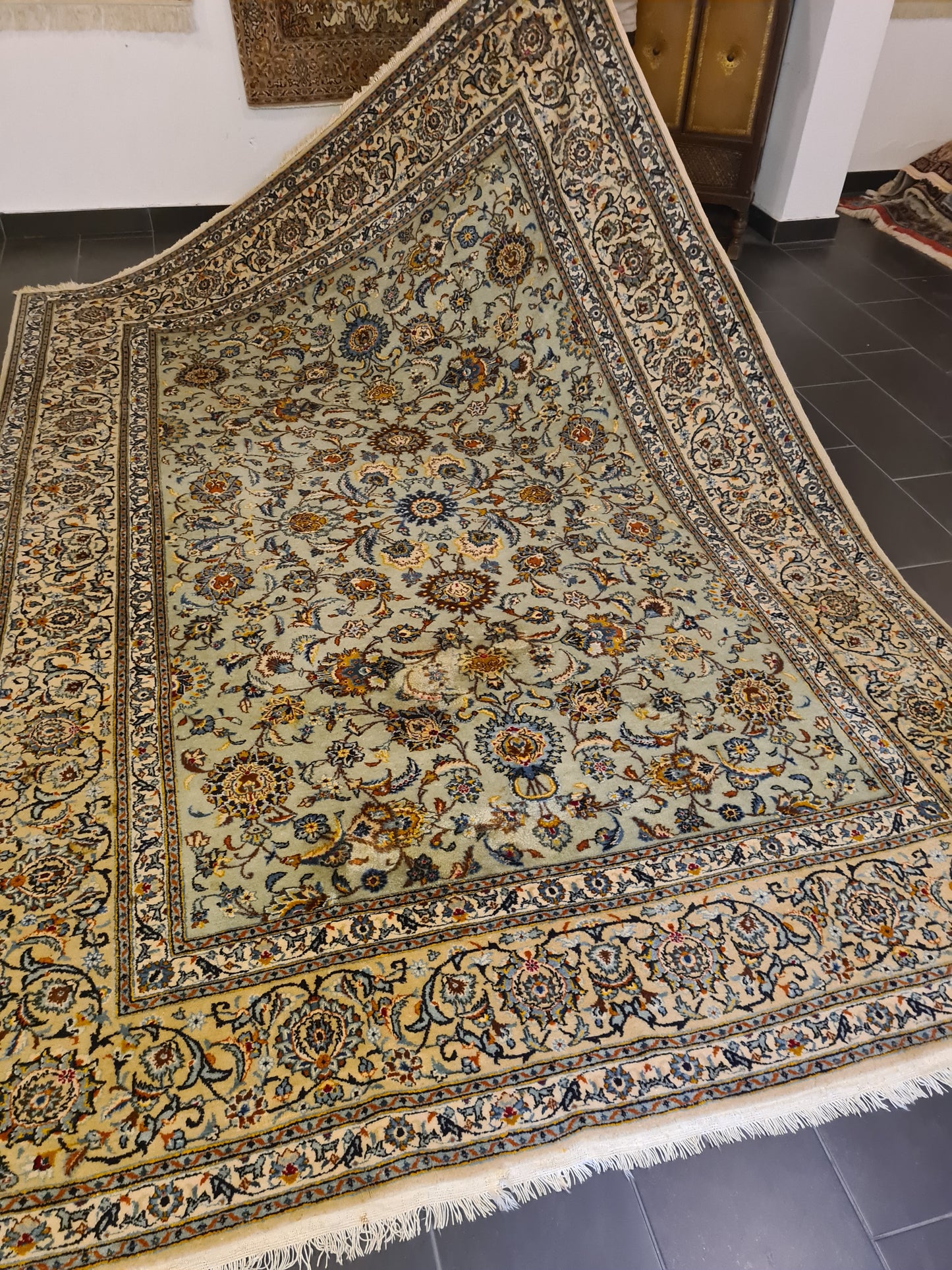 Prachtvoller Handgeknüpfter Perser Teppich Keshan Orientteppich 347x229cm