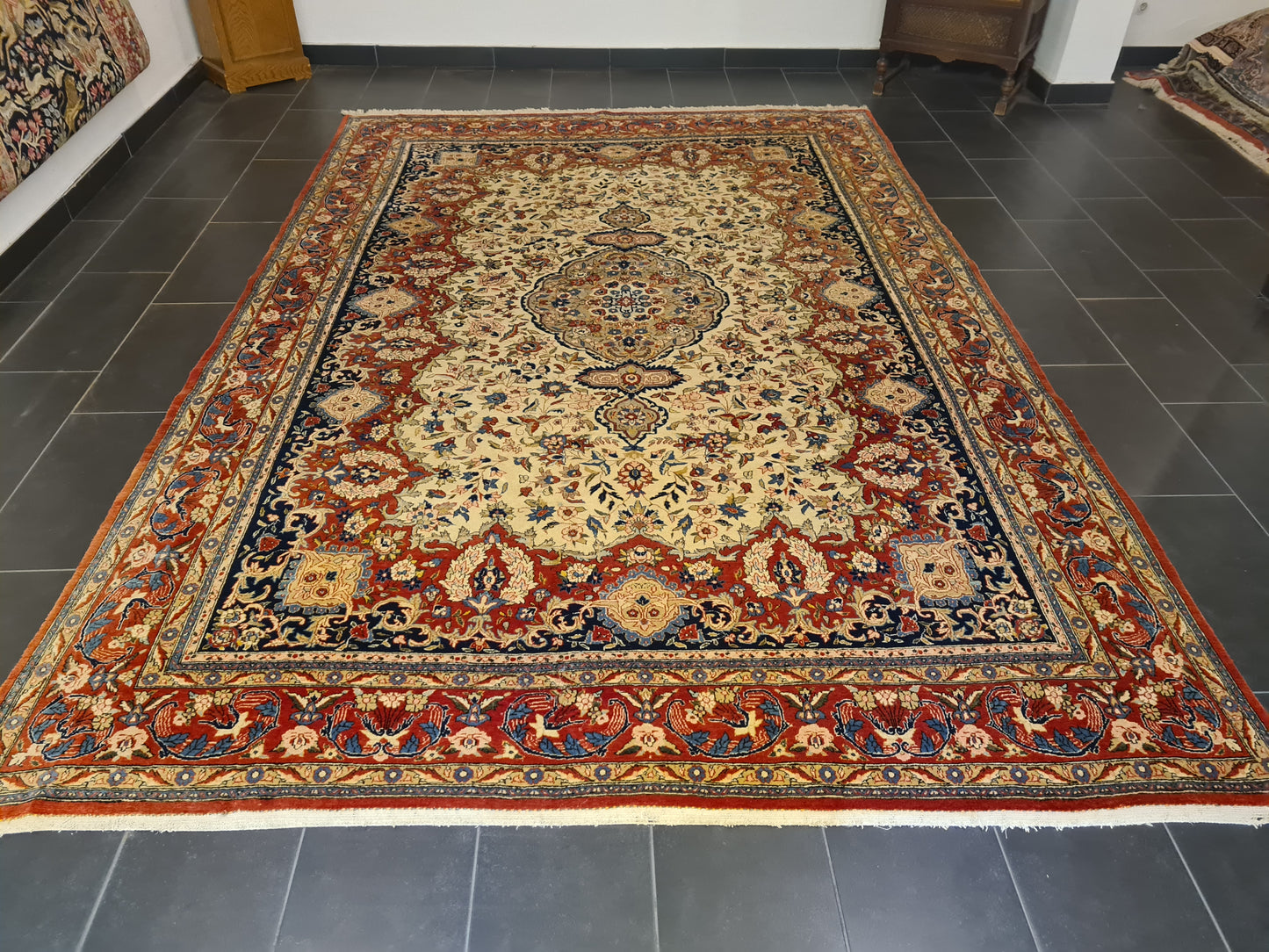 Handgeknüpfter Perser Teppich Orientteppich Ghoum Feiner Teppich 360x250cm