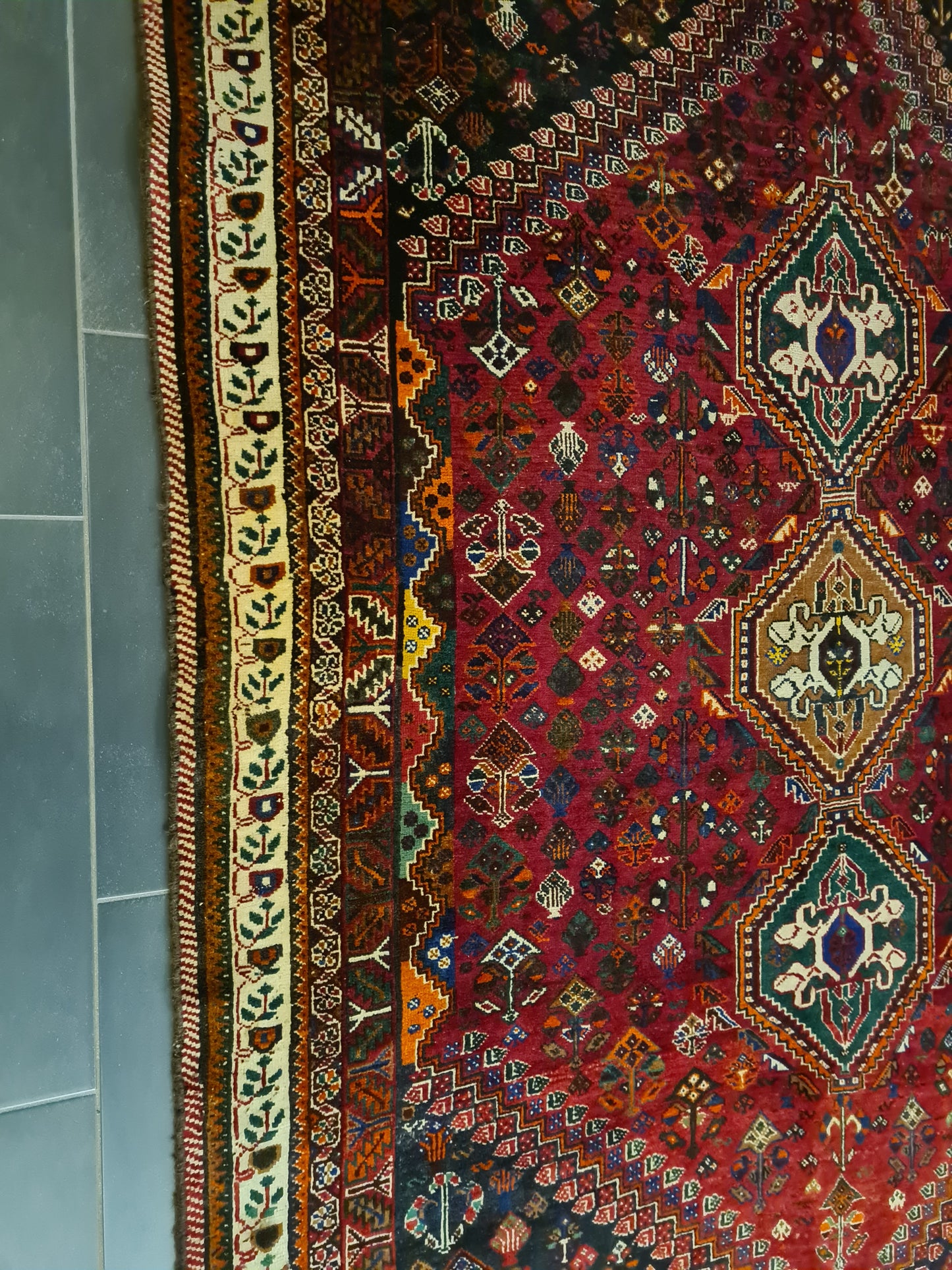 Perser Teppich Shiraz Orientteppich handgeknüpft Sammlerstück 253x176cm